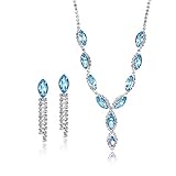 Gkaopi Schmucksets für Damen Strass Kristall Kette Lange Quasten Ohrringe Set Brautschmuck Set mit...