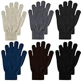 Boyiee 6 Paar Strickhandschuhe Erwachsene Vollfinger Handschuhe für Unisex Damen (Dunkelgrau,...