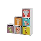 Vicco Treppenregal Raumteiler Bücherregal 6 Fächer Weiß Stufenregal Faltbox