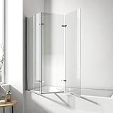 EMKE Duschwand für Badewanne 120x140 cm, Badewannenaufsatz 3-teilig Faltbar Badewanne Duschwand,...