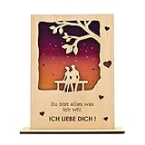 Grußkarte Aus Holz Handgefertigte beschreibbare Holzkarte Liebeskarte Ich Liebe Dich Geschenkkarte...