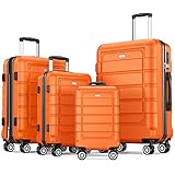 SHOWKOO Kofferset 4 Teilig Familienset Hartschale Leicht ABS+PC Erweiterbar Reisekoffer Haltbar...