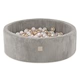 MISIOO Bällebad mit Schaumstoff-Füllung - 90x30cm - 200 Bälle für Bällebad - Hochwertige...