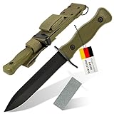 KOSxBO® BW Messer 26,5 cm - Multipurpose Militär Kampfmesser mit Schleifstein - taktisches...