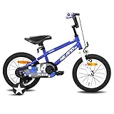 HILAND Pluto 14 Zoll Kinderfahrrad für Mädchen Jungen 3+ Jahre mit Stützräder, Handbremse und...