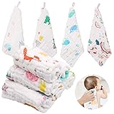 ABirdon 10 Stück Baby Musselin Waschlappen, Bio-Baumwolle Weiche Baby Handtuch, Mehrzweck Baby...