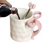 Tasse mit Griffband – Keramik-Getränkebecher in Rosa, Charme, süßer Henkelbecher mit Schleife,...