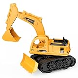 GizmoVine Bagger Spielzeug, Baustellenfahrzeuge Kinder, 2-in-1 Reibungsauto Modell mit Bulldozer,...