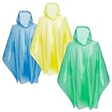 Robin Goods® 3X Regenponcho mit Kapuze und Zugband - Extra starker Poncho - Notfallponcho für...