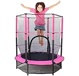 Kinder Trampolin 140 cm,Kinder Trampolin Indoor mit Sicherheitsnetz, und Rahmenabdeckung|Eingebauter...