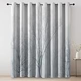 Hellgrau Verdunkelungsvorhänge für Schlafzimmer - Minimalistisch Wald Bäume Ösenvorhänge...