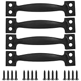 Ergonomische Garagentorgriffe, 15,2 cm, schwarzes Eisen mit vorgebohrten Löchern, rostbeständig, 4...