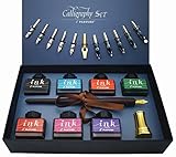 IDEAPOOL Kalligraphie Set, Stift Set Schreibfeder Set 22-teilig – Enthält 7 Flaschen Inks, 12...