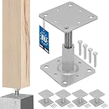 KOTARBAU® 4er Set Pfostenträger 110 x 110 mm Höhenverstelbar 90 – 150 mm Pfostenschuh...