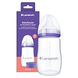 Lansinoh Babyflasche mit NaturalWave Sauger Gr. M, 240 ml - neues kompaktes Design für verbesserte...
