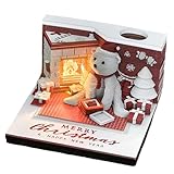 3D Time Piece Kalender 2025, 3D Memo Pad Weihnachten Bär mit Licht, 3D Kunst Notizblock Papier...