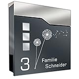 Zalafino Briefkasten mit Name und Hausnummer in anthrazit – individualisierbarer Design- aus...