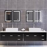 HOKZYHOUSE Moderner Badezimmer-Waschtisch Set, Schwarz-Weiß, LED-Spiegel, Wandmontage,...