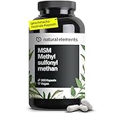 natural elements MSM Kapseln - 365 vegane Kapseln - Laborgeprüfte 1600mg Methylsulfonylmethan (MSM)...
