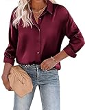Beyove Damen Bluse Satin Seide V-Ausschnitt Hemden Elegant Langarm Business Oberteile mit Knöpfen...
