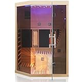 Dewello® Infrarotsauna Infrarotkabine Ottawa 140x120 1-2 Person Vollspektrumstrahler Bodenstrahler...