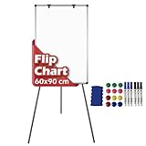 Suusolny Flipchart mit Dreibein-Ständer Whiteboard fahrbar mit Rollen Ständer Höhenverstellbar...