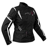 A-Pro Textiljacke Motorrad Damen Protektoren Thermofutter Wasserdicht Schwarz XL