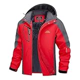 ZDSUHYIW Skijacke Herren Regenjacke Fleece Gefüttert Winterjacke Wasserdicht Atmungsaktiv...