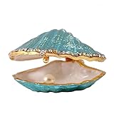 H&D Hyaline&Dora H&D Blaue Muschel Schmuckschatulle Ehering Halter Metall Muschel Figur für Ring...
