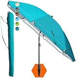 4smile Sonnenschirm Strand SunnyJoy, Türkis - UPF 50+ Strandschirm Ø 180 cm, sicherer Sonnenschutz...