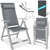 KESSER® Gartenstuhl Hochlehner mit Armlehnen Aluminium Klappstuhl mit Kopfkissen & Abdeckung...