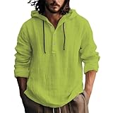 Leinen-Hoodies für Herren, lässig, langärmelig, einfarbig, Kapuzenhemd, entspannte Passform,...