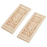 SUPERFINDINGS 2Stk Holz Geschnitzte Applique Frame Onlay Unlackierte Möbel Dekoration Rechteck...