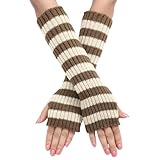 Warme und modische Damenhandschuhe für den Winter, mit Nadelstreifen, gestrickt, fingerlos,...