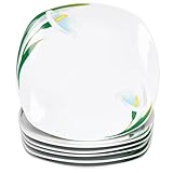 MamboCat 6er Set White Calla Speiseteller I florale stilvolle Porzellan-Essteller mit Blumen-Dekor...