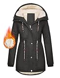 TOMEEK Damen Winterjacke Winter Warm Wintermantel Damen Lang Winterparka mit Teddyfell Gefüttert...