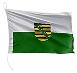 FLAGLY Premium Bootsfahne Sachsen 20 x 30 cm - 115g/m² Stoffgewicht - gedruckt, robust mit Strick &...