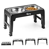 Toozey Hundenapf, Futternapf für Hunde, Höhenverstellbar, mit 2 Edelstahl-Schüsseln von 1200 ml,...