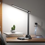 Ylatoial Schreibtischlampe LED Dimmbar, LED Tischlampe mit 5 Farben und 10 Helligkeitsstufen, USB...