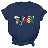 Damen T-Shirt mit Rundhalsausschnitt, lässig, Bedruckt, Kurze Ärmel, lockere Bluse T Shirt Langarm...