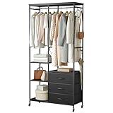 Mintnook Clothes Rail Heavy Duty Closet Rack - Freestanding Portable Closet Wardrobe mit Rädern,...