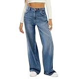 Baggy Jeans Damen Hosen Vintage Knöpfe Hosen für Damen modisch lässig gerades Bein weites Bein...