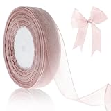 Prasacco 1 Rolle Rosa Organzaband, 45m x 25mm Geschenkband aus Organza Transparentes Rosa Dekoband...