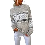 Norweger Pullover Damen Herbst Winter Strickpullover Langarm Winterpullover Warm Norwegermuster...