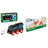 BRIO World - 33599 Akku Lok mit Mini USB & Bahn 33344 - Mechanisches Weichenpaar - Eisenbahnzubehör...