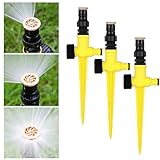 Rasensprenger 360° Automatische Drehbarer Gartensprenger Garten Sprinkler, 3Pcs Garten...