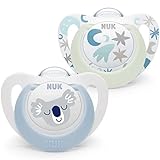 NUK Star Babyschnuller | Day & Night Schnuller | BPA-freies Silikon | 0–6 Monate | Blue Koala | 2...