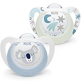 NUK Star Babyschnuller | Day & Night Schnuller | BPA-freies Silikon | 0–6 Monate | Blue Koala | 2...