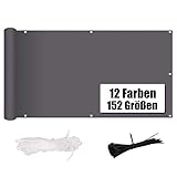 MENGH Balkon Sichtschutz Ohne Bohren (315 Größen & 6 Farben) Balkonverkleidung Wind- und...