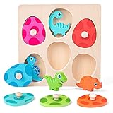 Holzpuzzle ab 1 Jahr | Baby Montessori Holzspielzeug Dino Eier für 12-36 Monate Mädchen und Jungen...